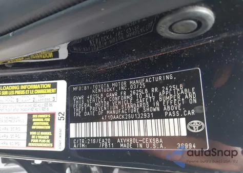 2025 Toyota Camry Se z USA, uszkodzony, nr VIN 4T1DAACK2SU132931